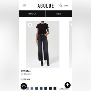 Agolde “Ren” High Rise Wide Leg Jeans - size 29
